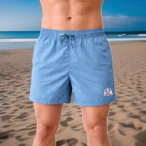 Party Sharks Swim Trunks XL Blue Graphic Beach Shorts Mesh Lined